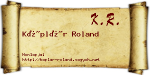 Káplár Roland névjegykártya